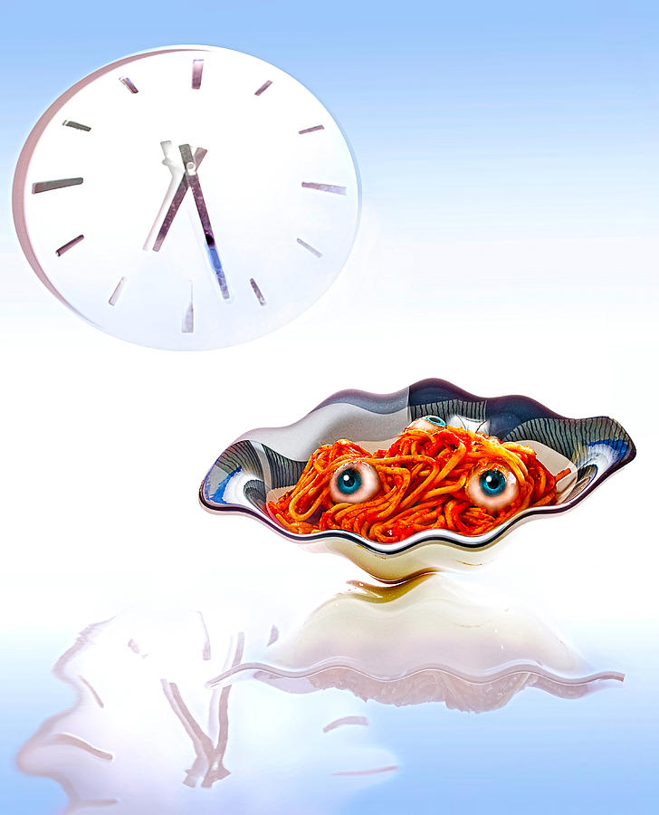 Clock Photograph - Spaghetti and Eyeballs by Rick Mosher