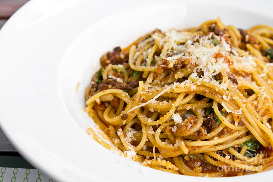 Spaghetti noodles with meat sauce Photograph by Tosporn Preede - Fine ...