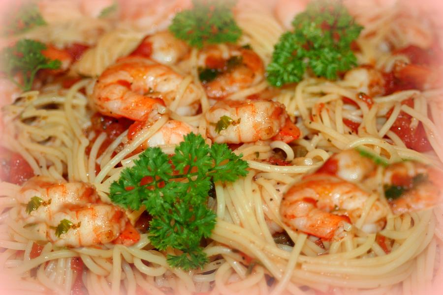 Spaghetti With Shrimp Photograph by Barbara S Nickerson