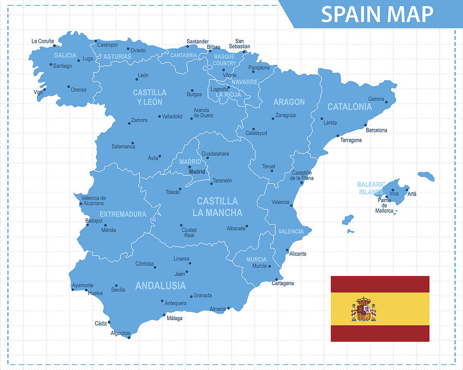 Spain Map - Illustration Drawing by Pop_jop