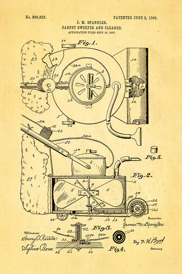 Spangler Carpet Cleaner Patent Art 1908 Photograph by Ian Monk - Pixels