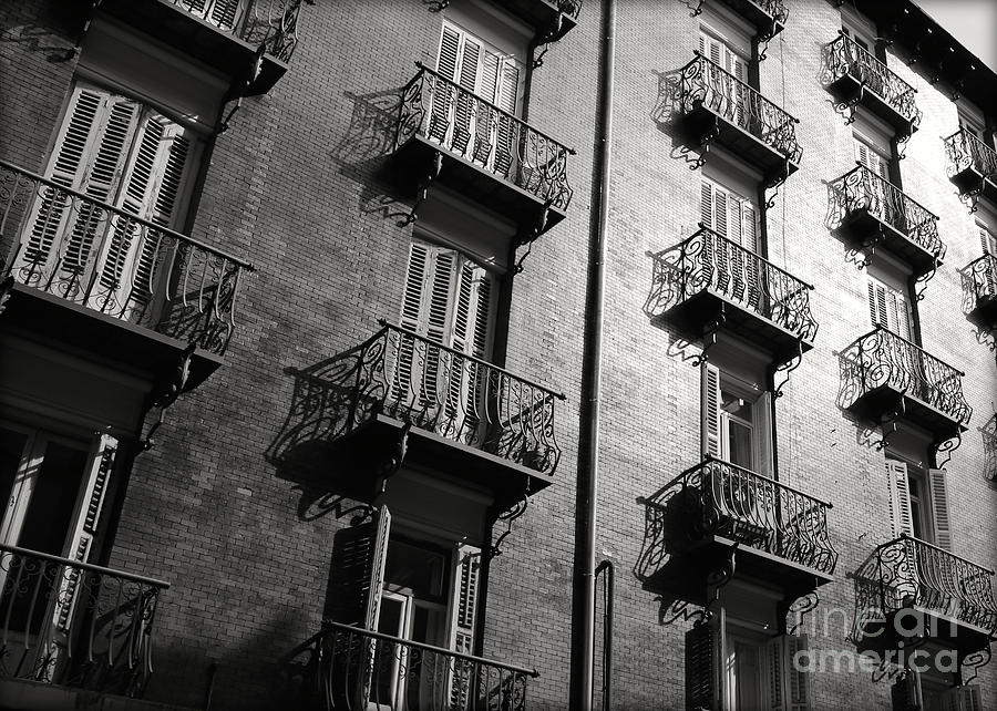 Spanish Balconies - Black and White Photograph by Carol Groenen