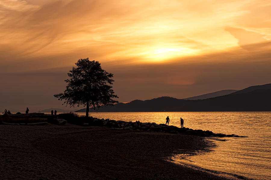 Nature Photograph - Spanish Banks Sunset Silhouette by James Wheeler