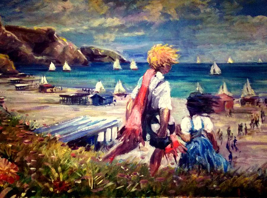 Spanish beach Painting by Philip Corley