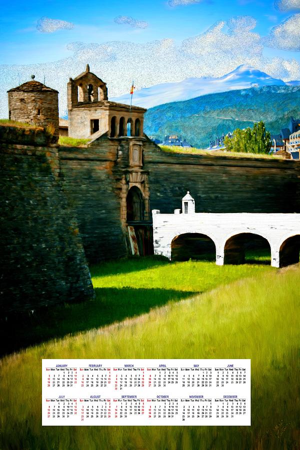 Spanish Castle 2014 Calendar Painting by Bruce Nutting