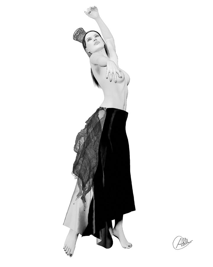 Nude Digital Art - Spanish Cabaret Dancer by Quim Abella
