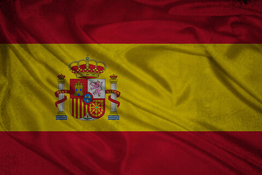 Spanish flag waving on aged canvas Digital Art by Eti Reid