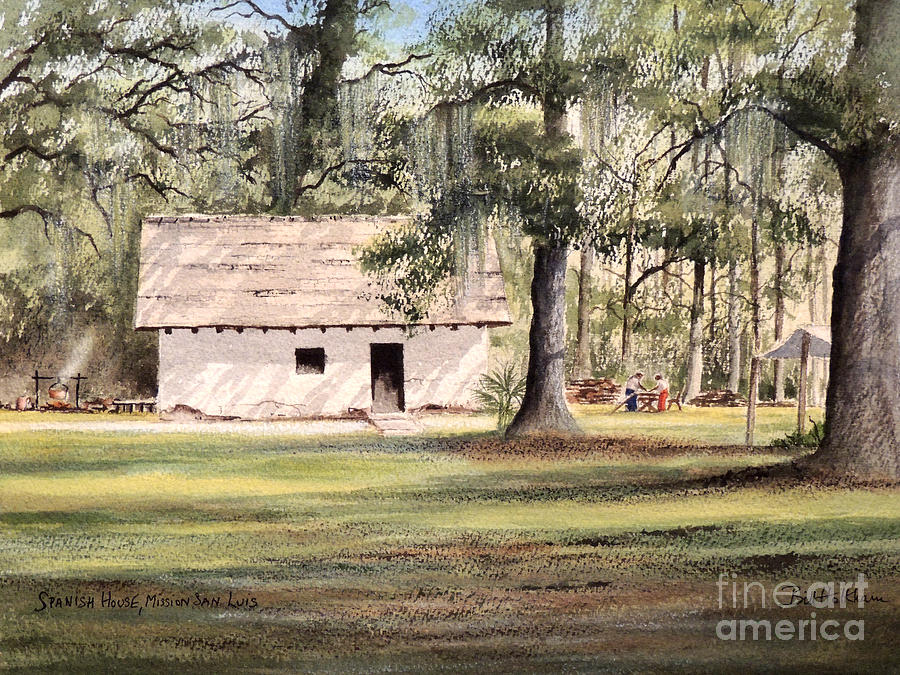 Spanish House Mission San Luis Tallahassee Painting by Bill Holkham