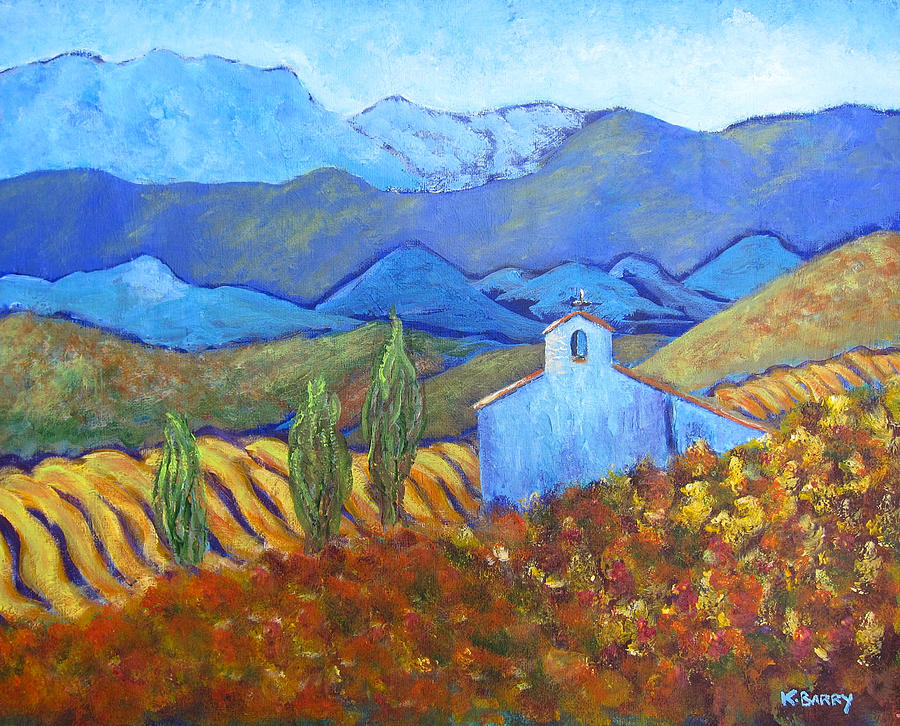 Spanish Iglesia in the autumn Painting by Kathryn Barry
