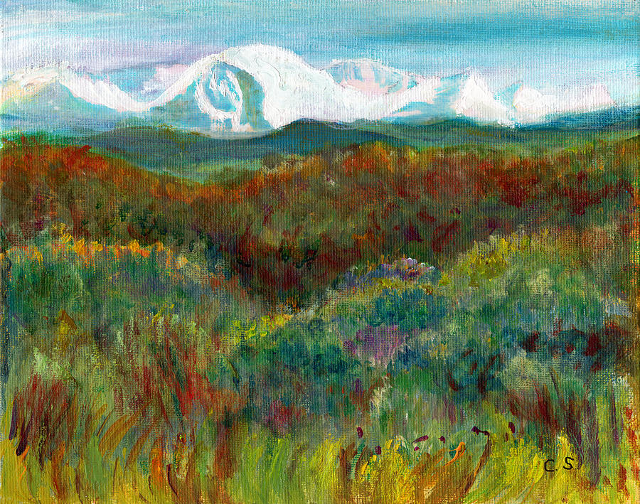 Spanish Peaks Evening Painting by C Sitton