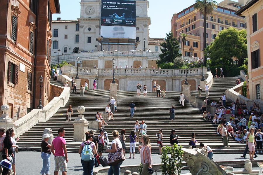 Spanish Steps with people Photograph by Pejft