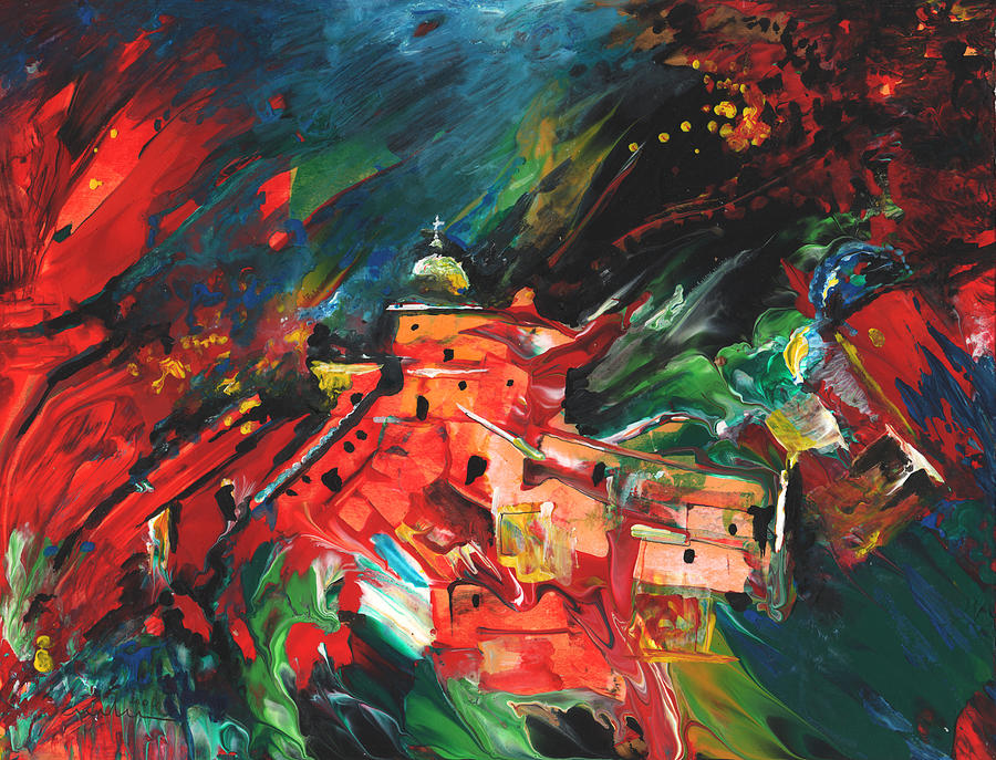 Spanish Village in Fire Painting by Miki De Goodaboom