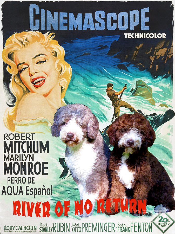 Spanish Water Dog - Perro de agua Espanol Art Canvas Print - River of No Return Movie Poster Painting by Sandra Sij