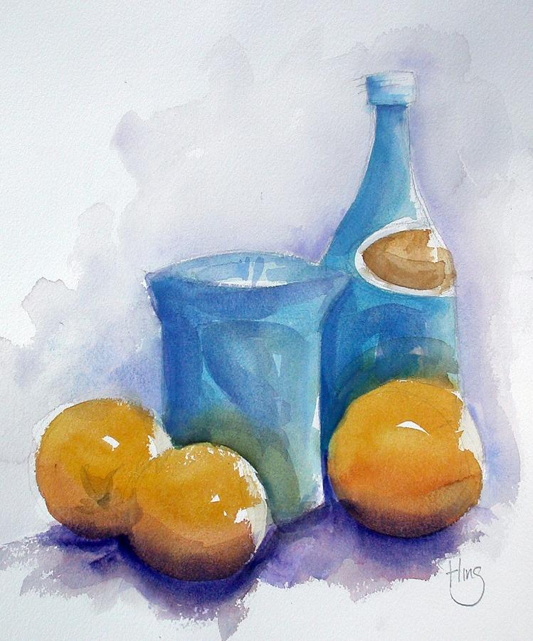 Bottle Painting - Sparking Water and Oranges by Andrew Fling