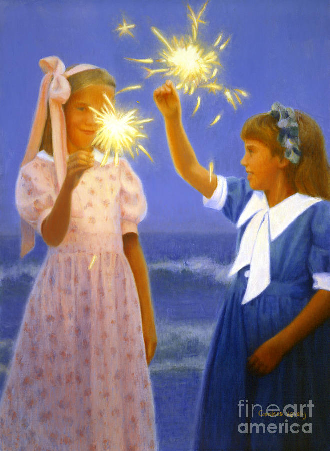 Sparkler Duet Painting by Candace Lovely