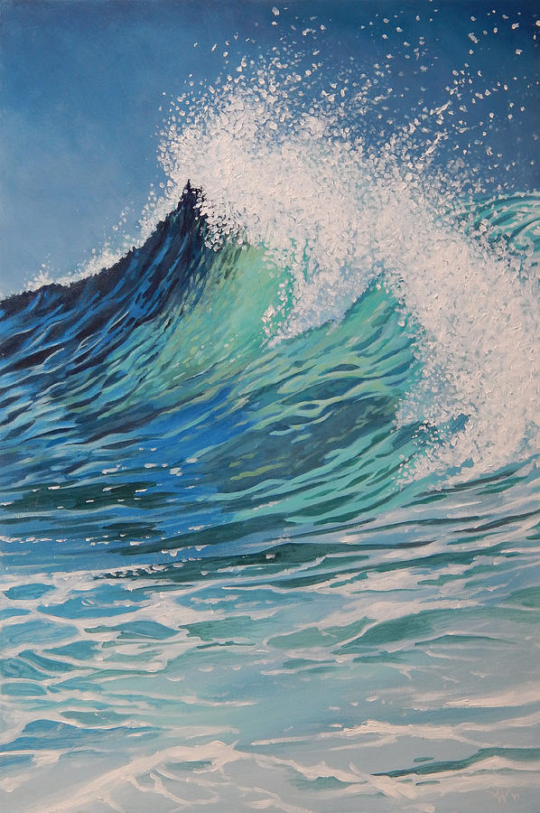 Wave Painting - Sparkling Turquoise by Arie Van der Wijst