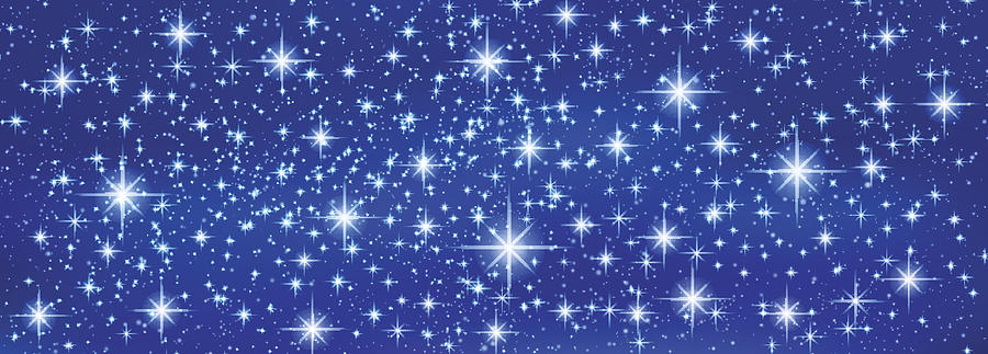Sparkling Twinkling Stars blue Banner Background Glow 