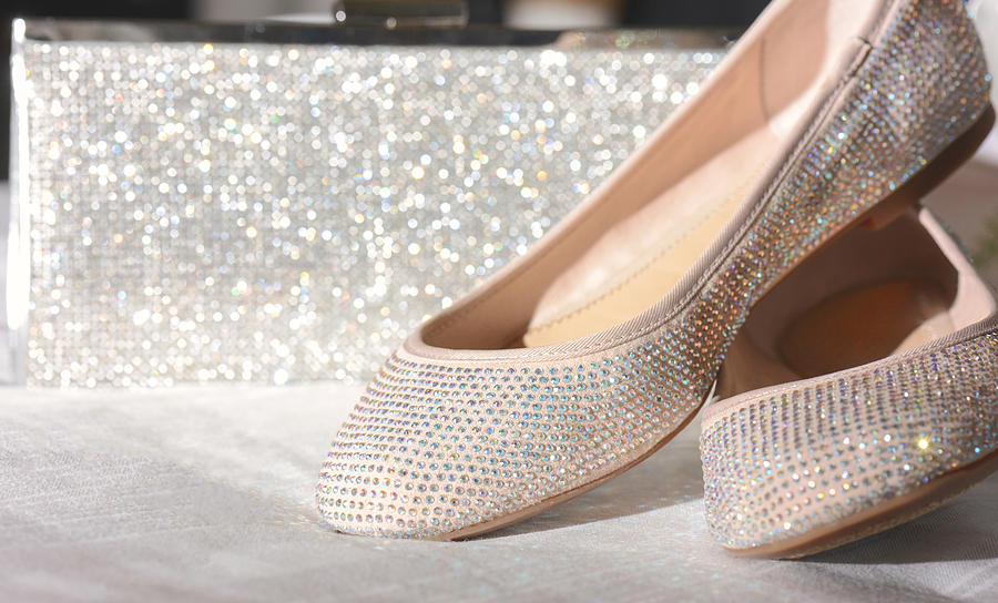 Sparkly shoes and clutch Photograph by Hillary Kladke
