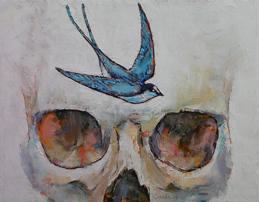 Skull Painting - Sparrow by Michael Creese