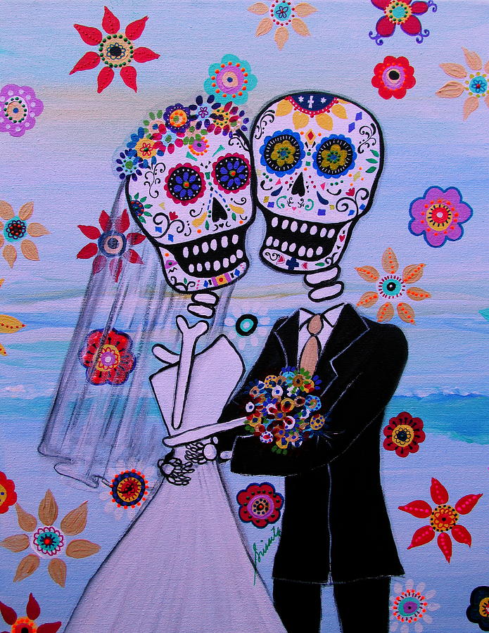 Cool Painting - Special Day Dia De Los Muertos Wedding by Pristine Cartera Turkus