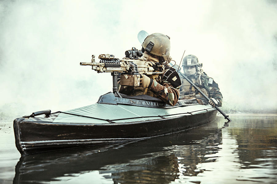 Boat Photograph - Special Forces Operator Armed by Oleg Zabielin
