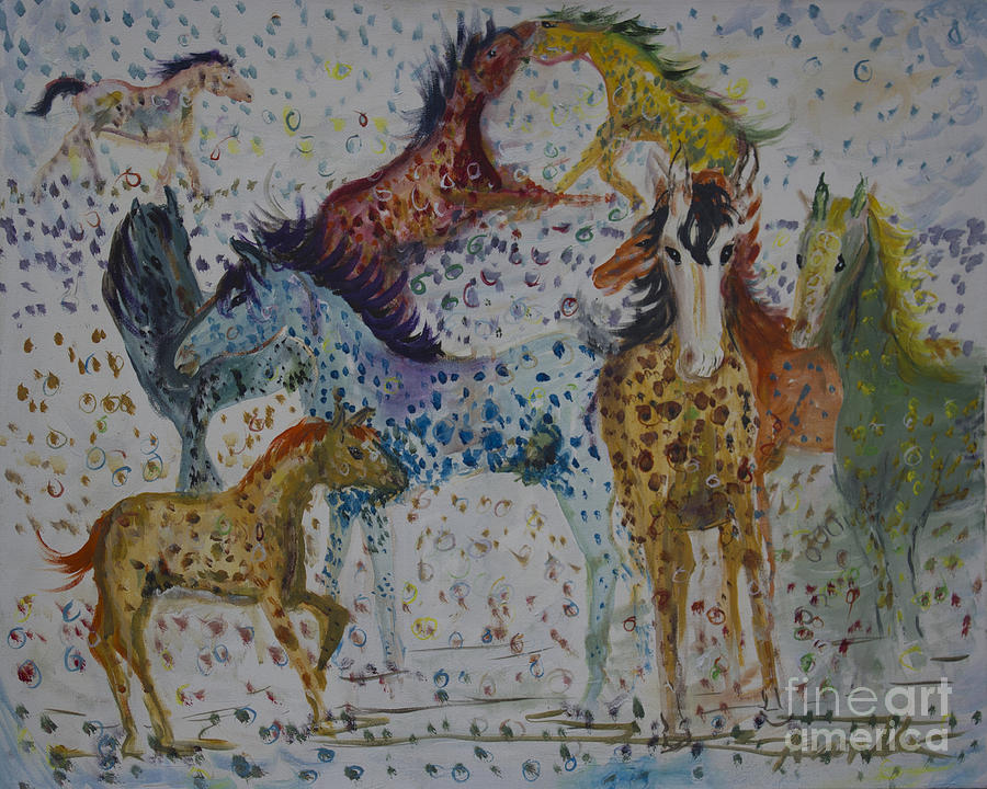 Horse Painting - Speckled Horses by Avonelle Kelsey