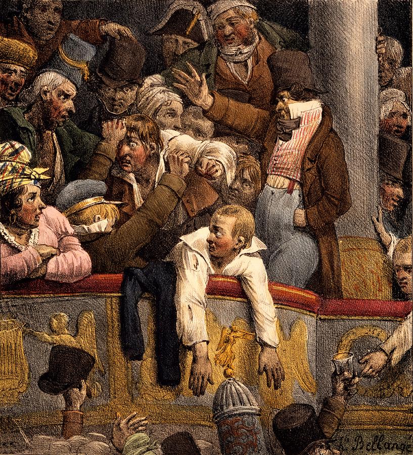 Crowd Drawing - Spectacle Gratis, Avant Scene by Joseph-Louis Hippolyte Bellange