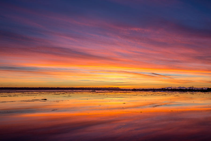Spectacular sunset at Boundary Bay BC Photograph by Pierre Leclerc Photography