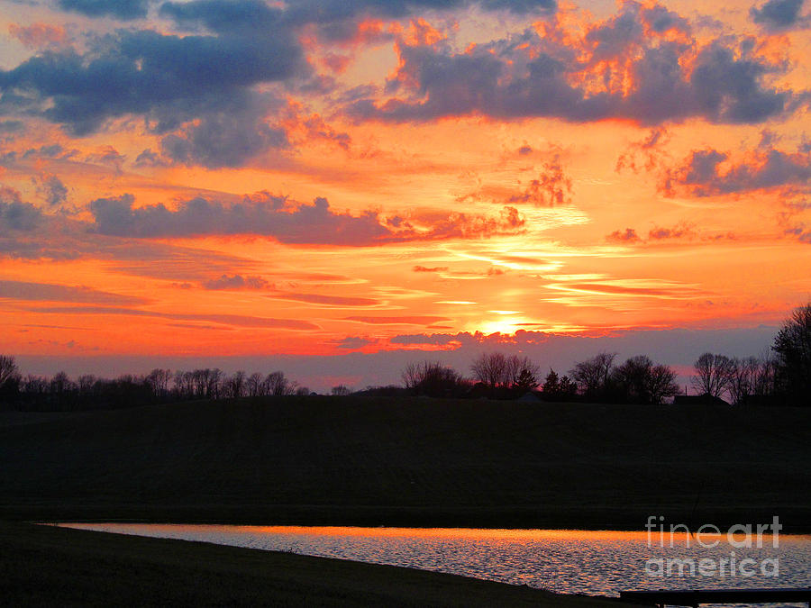 Sunset Photograph - Spectacular Sunset Reflected on Pond by Tina M Wenger
