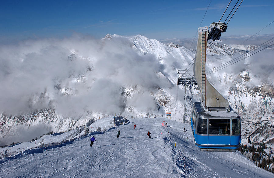 Spectacular View To The Mountains And Blue Ski Tram At Snowbird Ski ...