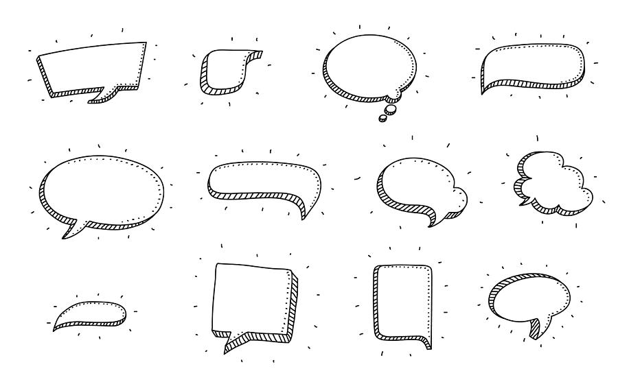 Speech bubbles set Drawing by Pseudodaemon
