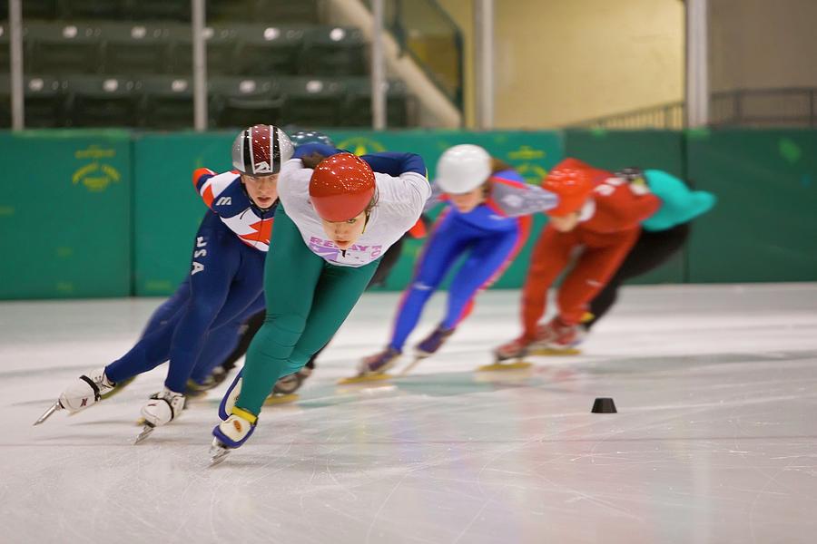 Speed Skaters Training Photograph by Jim West