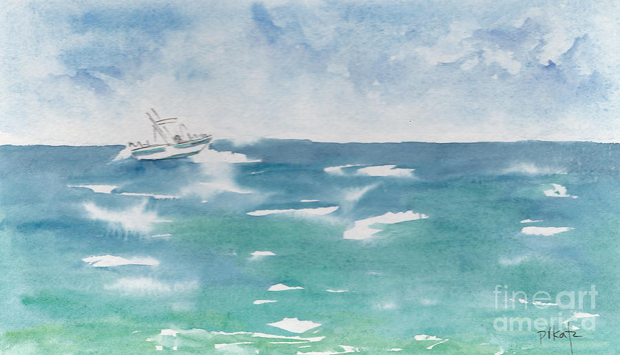 Speeding Across The Sea Painting by Pat Katz