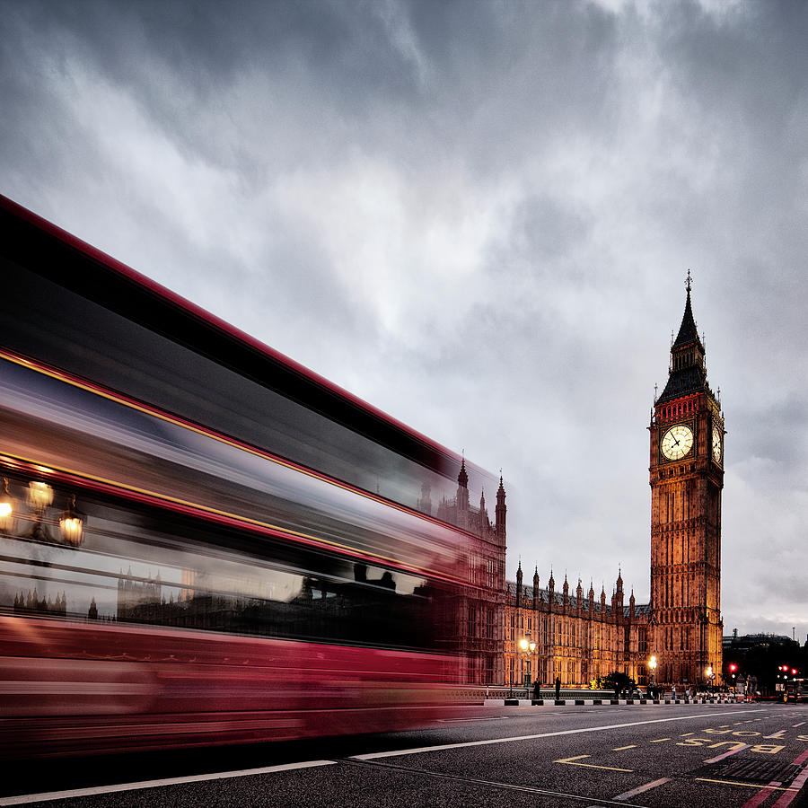 Speeding London Bus, Houses Of Photograph by Urbancow