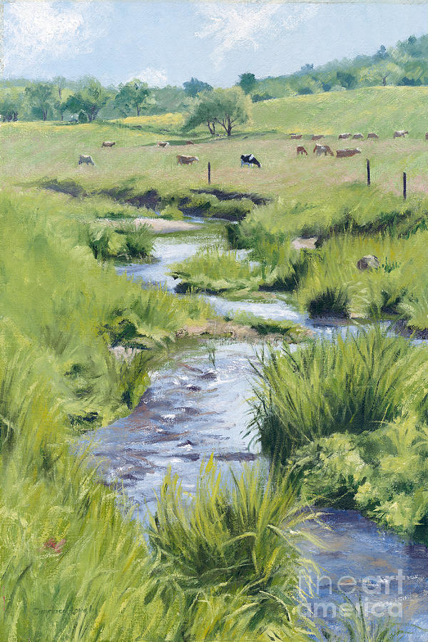 Cow Painting - Spencer Hollow Meadow  by Candace Lovely