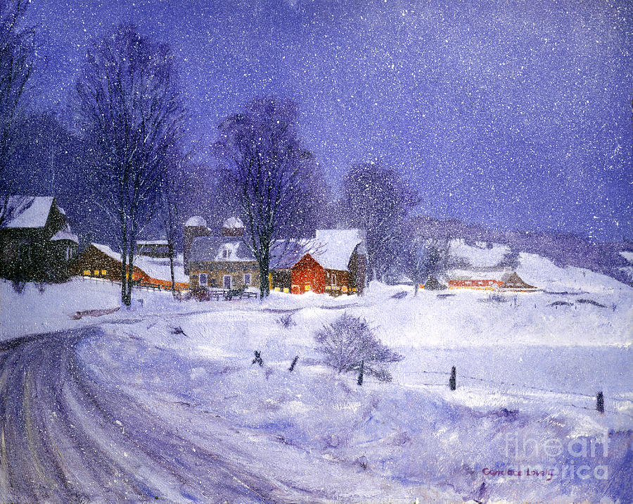Spencer Hollow Snowfall Painting by Candace Lovely