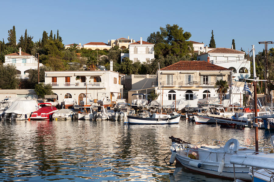 Spetses island old harbour Photograph by Paul Cowan