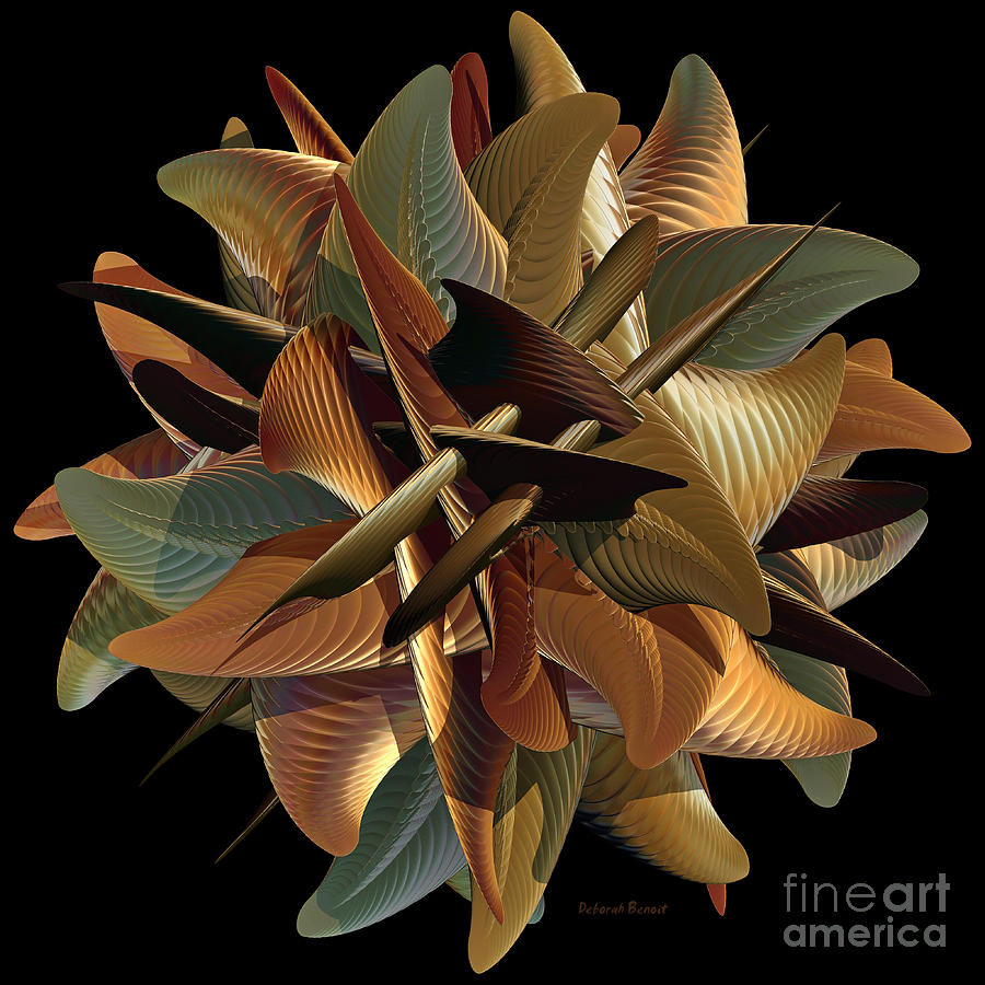 Sphere of Green and Gold Digital Art by Deborah Benoit