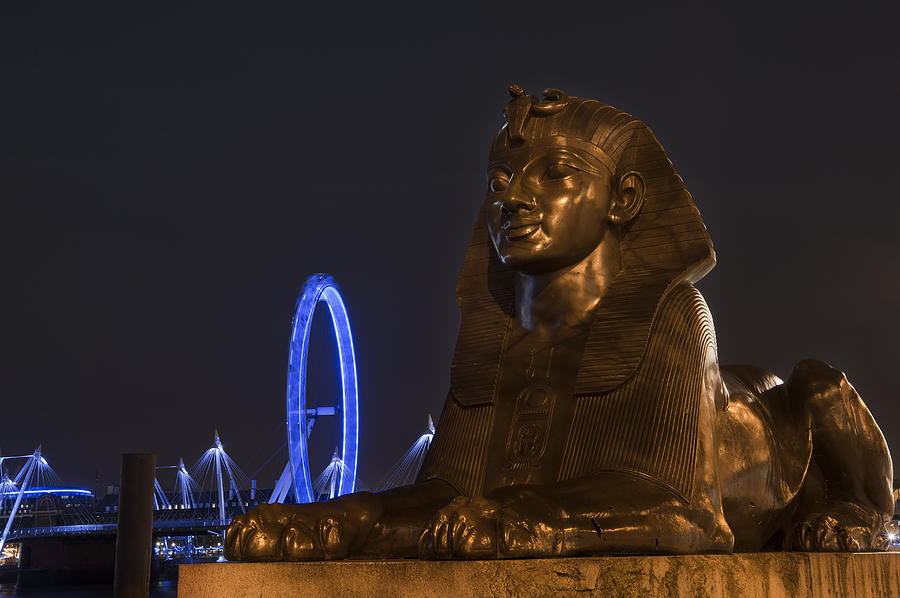 London Photograph - Sphinx and London alongside River Thames in London by Matthew Gibson