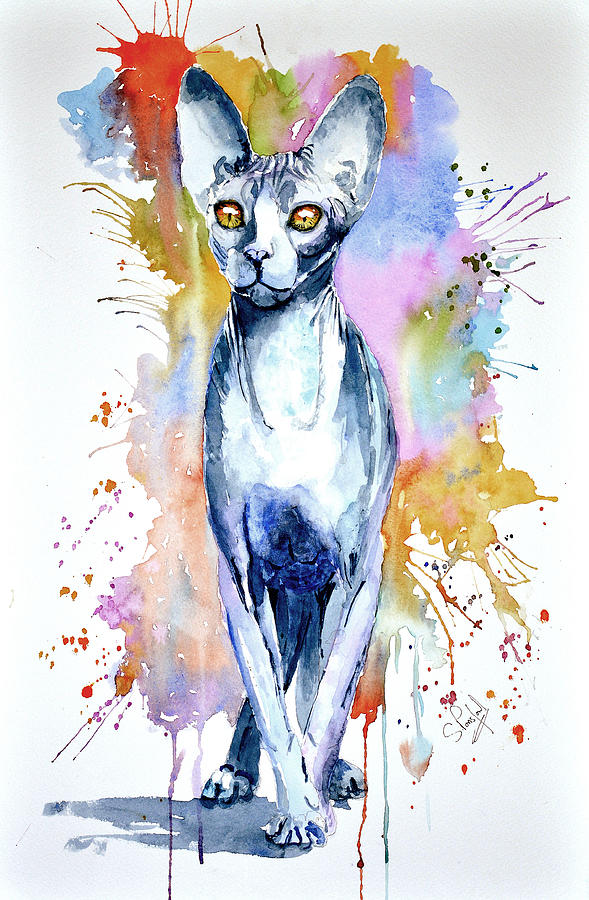 Cat Painting - Sphinx cat by Steven Ponsford