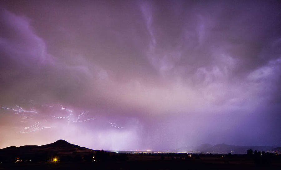 Spider Lightning Above Haystack Boulder Colorado Photograph
