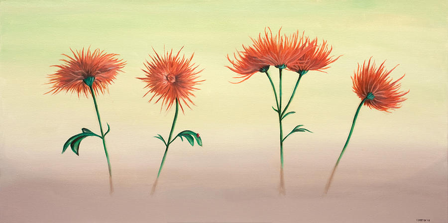 Artist Painting - Spider Mums by Phillip Compton
