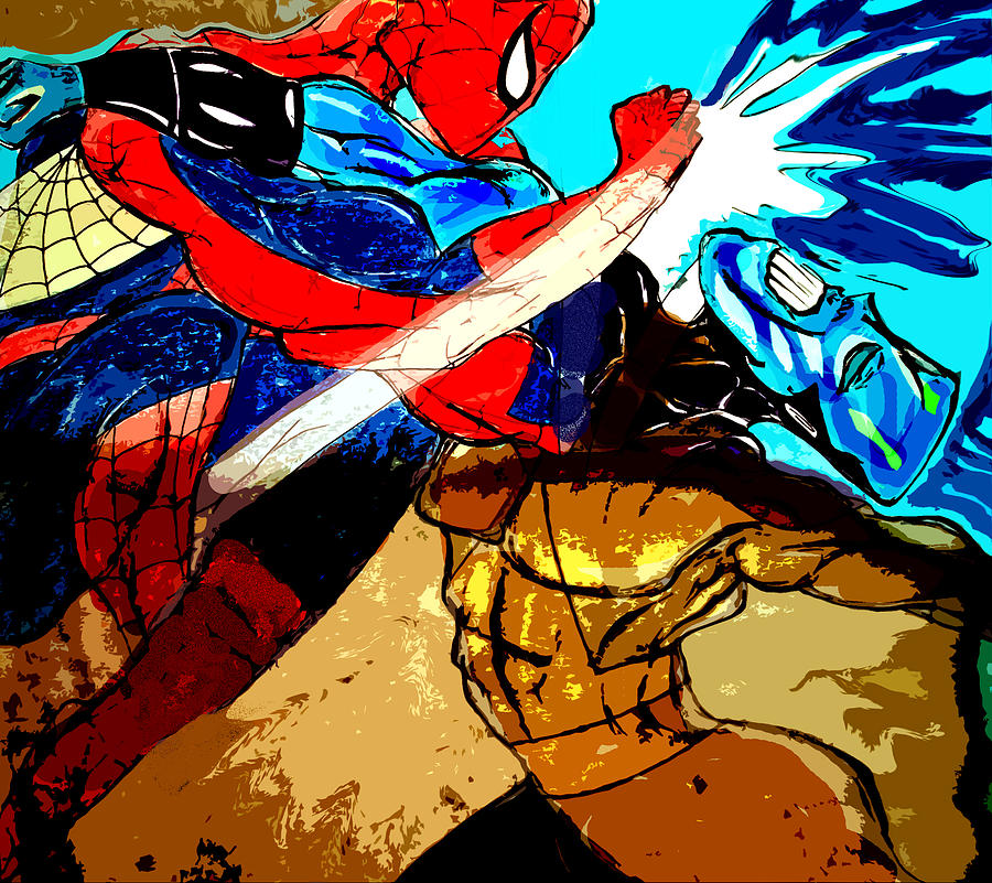 Spider-man Drawing - SPIDERMAN vs JAR HEAD  by Jazzboy 