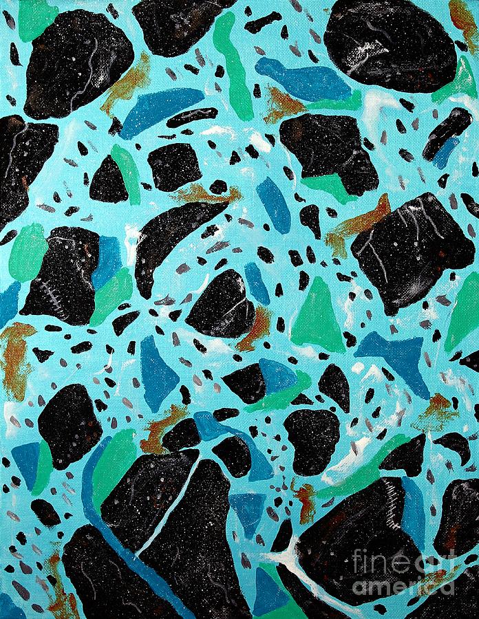 Spiderweb Turquoise Stone Painting 1 Painting by Barbara A Griffin