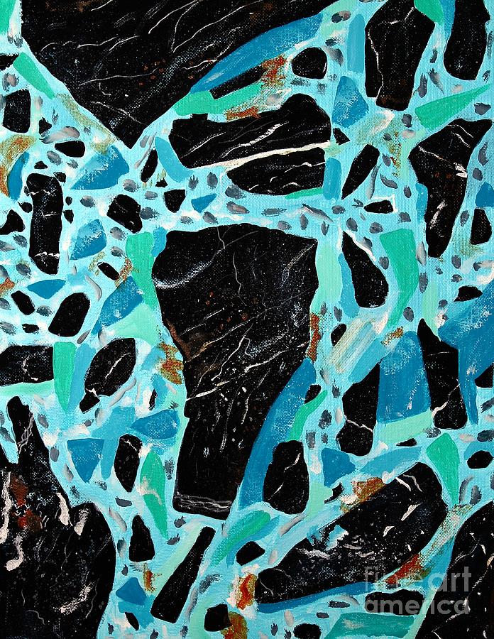 Spiderweb Turquoise Stone Painting 2 Painting by Barbara A Griffin