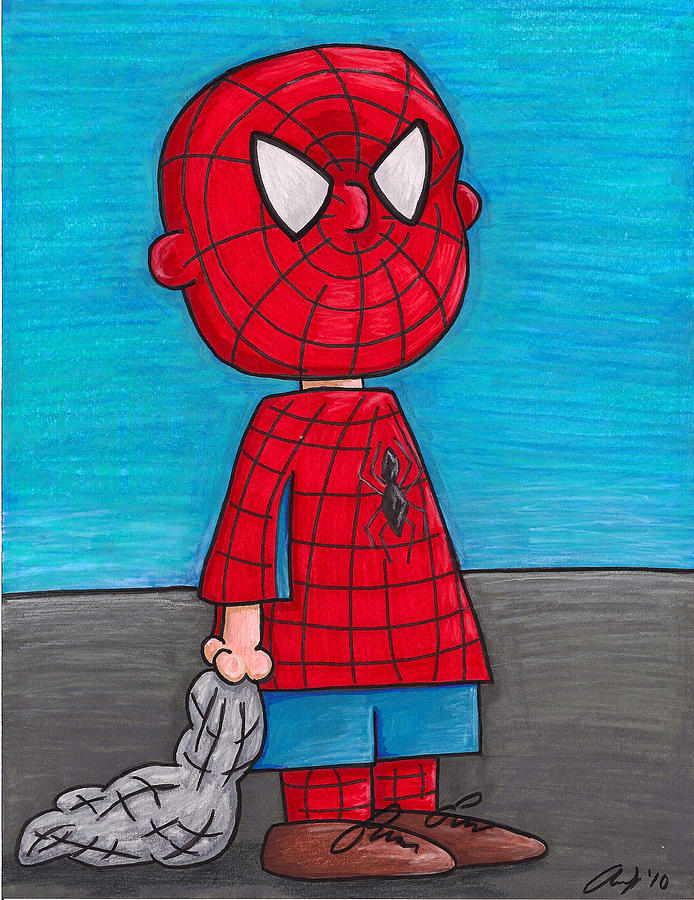 Avengers Drawing - Spidey Linus by Andy Driscoll