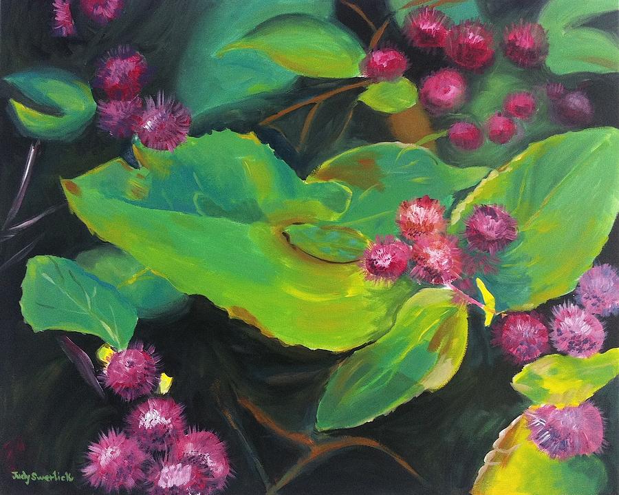 Spiked Flowers Painting by Judy Swerlick