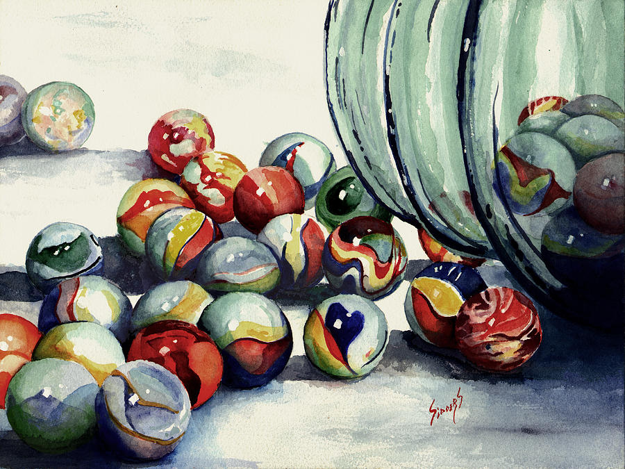 Spilled Marbles Painting by Sam Sidders