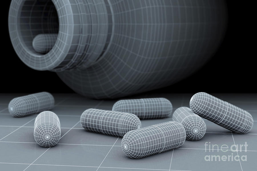 Spilled Medication Wireframe Photograph by Science Picture Co