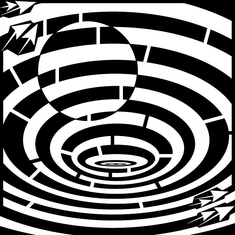 Spin Art Be the Ball Maze Drawing by Yonatan Frimer Maze Artist - Fine ...